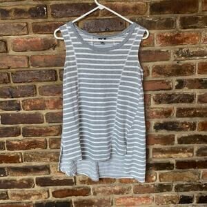 Cable & Gauge Gray White Striped Sleeveless Knit Top Women's Size Small